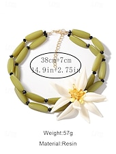 billige Halskjede for kvinner-blomstersmykkesett for kvinner – håndlaget statement-kjede, øredobber og armbånd med hvit blomsterdesign, elegant boho chic-tilbehør til bryllup, fester og spesielle anledninger