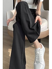 お買い得  パンツ-女性用 スーツ ストリートファッション カジュアル 全長 ナチュラルウエスト 平織り ポケット 弾性巾着デザイン 通気性 ソフト 快適 マイクロエラスティック カジュアル お出かけ ブラック ホワイト コーヒー 夏 レギュラー