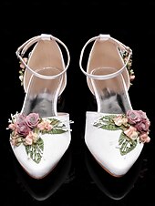 abordables Officiel-chaussures plates blanches brodées de fleurs avec pochette assortie – chaussures de mariage et de mariée élégantes pour femmes