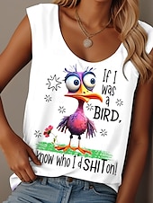 ieftine Tricou fără mâneci cu umor și citate-Pentru femei Camisole Tank Top Grafic Scrisă graffiti Zilnic Casual Fără manșon Stil Nautic Scoateți gâtul Topuri obișnuite Zilnic Imprimeu Negru Alb Roz Îmbujorat Albastru piscină Mov Vară Bird