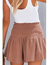 ieftine Pantaloni scurți din bumbac in-Pentru femei Pantaloni scurți inspirați din in Pantaloni Scurți Pantaloni Șic Stradă Casual Scurt Natural Simplu Talie elastică Confortabil Exterior Comfortabil Stradă Purtare Zilnică Migdală Gri