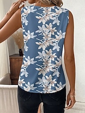 economico Canotta Floreale-Canotta da donna floreale grafica elegante casual senza maniche colletto a V top regolari abbigliamento da giorno stampa nera bianca rosa blu estate