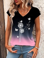 billige Tanks og camisole til kvinner-Dame Camisole Tank Top Ombre Grafisk Sommerfugl Stilfull Fritid Uten Ermer V-Hals Regular Topper Daglig Trykk Rosa Blå Sommer