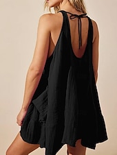 cheap Tank Tops &amp; Camis-Women&#039;s Mini Dress Petite Dress Casual Dress Summer Dress Slip Dress Fashion Classic Modern Daily Beach Weekend Regular Fit Plain Sleeveless U Neck Black Navy Blue Blue Green Summer