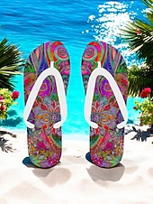 preiswerte Urlaubsandalen-Bunte Flip-Flops mit Blumenmuster für Damen – lebendige Strandsandalen im Bohème-Stil für den Sommer am Pool und im Resort