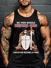 abordables Camisetas de fe-Hombre Caballeros templarios Camiseta Top Sin Mangas Camiseta Impresión 3D Cuello Barco Camisa Moda Design Casual Negro Verano Primavera Ropa S M L XL XXL XXXL