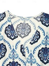 preiswerte Boho Kleider-Damen Maxikleid A-Linien-Kleid Fit and Flare Kleid Lässig Boho Urlaub Täglich Regelmäßige Passform Grafik Ärmellos V-Ausschnitt Blau Sommer