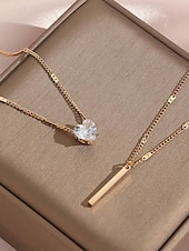 abordables Collier pour femme-Collier exquis pour femme avec pendentif goutte d&#039;eau double couche en or, style élégant et simple, adapté aux femmes soucieuses de la mode à porter lors d&#039;occasions décontractées et festives
