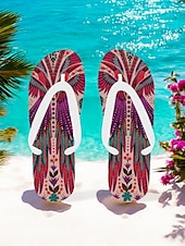 economico Infradito da Vacanza-infradito etniche boho da donna - sandali da spiaggia con motivo tribale vintage, comode pantofole estive per viaggi e festival