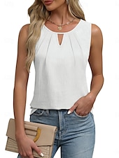 preiswerte Einfaches Tanktop-Damen Camisole-Tanktop Einfarbig Täglich Lässig Ärmellos Rundhalsausschnitt Normale Oberteile Täglich Weiß Fuchsie Grün Aprikose Sommer