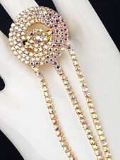 cheap Women&#039;s Bracelet-Luxury Rhinestone Hand Chain Bracelet with Ring – Sparkling Statement Jewelry for Women, Perfect for Weddings, Parties and Gala Events