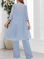 abordables Moins de 129,99 $-Ensembles de Robes Robe de Mère de Mariée  robe demoiselle d honneur Élégant Simple Col en V Longueur au sol Polyester manche longue avec Couleur Unie 2025
