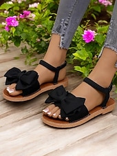 economico Sandali Piani-sandali da donna con fiocco verde chiaro – eleganti sandali piatti con punta aperta e cinturino alla caviglia per l'estate, le uscite casual e l'abbigliamento da spiaggia