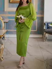 billiga Enkel klänning-Kvinnors Plus Size Maxi Klänning A-linje Klänning Mjölkfrö Klänning Off The Shoulder Klänning Puffärmad Klänning Semester Utomhus Daglig Regular Fit Enfärgad Lång Ärmd Off Shoulder Grön Sommar