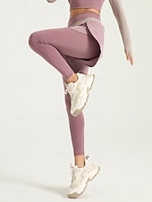 tanie Legginsy i legginsy do jogi-Damskie Spodnie do jogi Legginsy do jogi 2 w 1 Wyszczuplenie brzucha Podnoszenie pośladków Wysoka talia Joga Trening w siłowni Pilates Rajstopy Doły Granatowy Jasnobrązowy Czarny Spandeks Jesień Sport