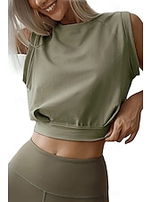 cheap Blouses &amp; Shirts-Women&#039;s Blouse Plain Casual Sleeveless Crew Neck Regular Tops Daily Holiday Going out Ruched Black White Army Green Summer