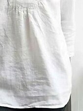 preiswerte Hemden-Damen Baumwoll-Leinen Hemd Bluse Uni Elegant Täglich Stylish Langarmhemd Kragen Regelmäßige Tops Tägliches Patchwork Schwarz Weiß Sommer Frühling