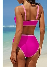 cheap Bikini Sets-Women&#039;s Swimwear Bikini 2 Piece Swimsuit Backless Patchwork Tropical Beach Wear Color Block V Neck Sleeveless Bathing Suits