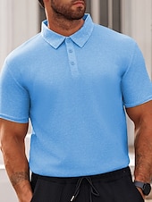 preiswerte Sport-Herren Poloshirts zum Suchbegriff: &quot;Waffel&quot; Golfhemd Arbeit Casual Kargen Kurzarm Basic Modern Glatt Knopf Sommer Frühling Regular Fit Schwarz Weiß Gelb Rote Hellgrau Hellblau Poloshirts zum