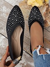 ieftine Pantofi Joși de Damă-pantofi de damă flyknit cu strasuri cu vârf ascuțit - pantofi eleganti, strălucitori, pentru ocazii speciale și purtare zilnică