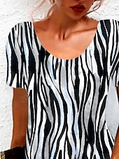 cheap Art&amp;Design Dress-Women&#039;s Mini Dress Casual Dress T Shirt Dress Tee Dress Sundress A Line Dress Stylish Casual Holiday Beach Regular Fit Graphic Stripe Short Sleeve Crew Neck Blue Summer Spring