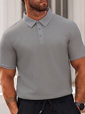 preiswerte Sport-Herren Poloshirts zum Suchbegriff: &quot;Waffel&quot; Golfhemd Arbeit Casual Kargen Kurzarm Basic Modern Glatt Knopf Sommer Frühling Regular Fit Schwarz Weiß Gelb Rote Hellgrau Hellblau Poloshirts zum
