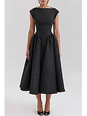 economico Abiti casual bianchi-Per donna Abito Midi Abito Bianco Moda Moderno Compleanno Laurea Data Vestibilità regolare Semplice Senza Maniche Girocollo Nero Grigio chiaro Beige Estate