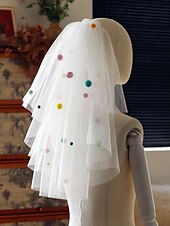 abordables Velos de novia-2 capas Estilo lindo / Elegante Velos de Boda Hasta el codo con Lazo de Cinta / Color Puro / Recortado 31,5 en el (80 cm) Tul