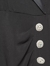 cheap Floor Length-Blazer Dress Mermaid / Trumpet Mother of the Bride Dress Tuxedo Dress Elegant High Split V Neck Floor Length Satin Lightweight Crepe Puff Sleeve Crystal Buttons with Slit