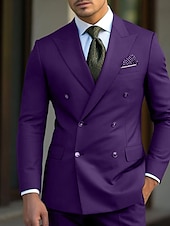 cheap Formal Suits-Men&#039;s Wedding Suits Homecoming Suits Black White Business WorkWear Solid Colored Slim Fit 2 Piece Double Breasted Six-buttons