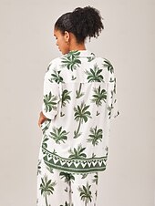 abordables Ensembles deux pièces-Femmes Col de chemise Vacances Tropical Mode Vert XS S M Été