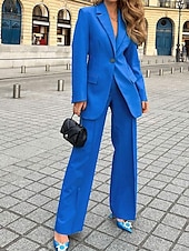preiswerte Hosenanzüge für Mama-Hosenanzug Brautmutterkleid Elegant Einfach Hemdkragen Knöchellänge Polyester Langarm mit Einfarbig 2025