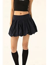 levne Mini sukně-Dámské Sukně Minisukně Módní Mini Střední vzestup Sukně Bez vzoru Nabírané šaty Lehce elastické Dovolená ulice Černá Růžová Velbloudí Šedá Léto Polyester