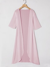 preiswerte Blusen-Damen Chiffon Überwurfjacke einfarbig elegant stylisch Halbarm Salbeigrün Sommer Frühling