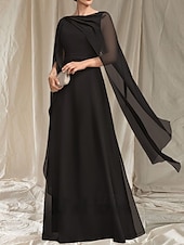preiswerte Bodenlänge-A-Linie Brautmutter Kleid Hochzeitsgast Elegant Rundhalsausschnitt Bod-Length Chiffon Ärmellos mit Sash  Band Rüschen Raffung