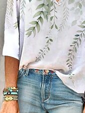 preiswerte Blumenoberteile-Damen Bluse Ombre Blumen Grafik Stilvoll Strand Kurzarm V Ausschnitt Normale Oberteile Täglich Druck Hellgrün Sommer