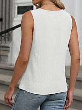 preiswerte Einfaches Tanktop-Damen Camisole-Tanktop Einfarbig Täglich Lässig Ärmellos Rundhalsausschnitt Normale Oberteile Täglich Weiß Fuchsie Grün Aprikose Sommer