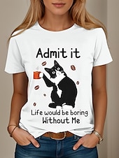 ieftine Umor &amp; Citate tricou-Pentru femei Tricou Grafic Scrisă Stilat Casual Manșon scurt Rotund Topuri obișnuite Zilnic Sfârșit de săptămână Imprimeu Alb Roz Îmbujorat Albastru piscină Trifoi Vară Primăvară