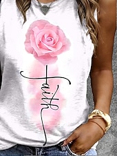 economico Top e canotte da donna-Canotta Donna Grafica Floreale Stilosa Casual Senza Maniche Collo Tondo Top Regolari Quotidiano Stampa Bianco Estate