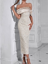 levne Koktejlové šaty-Sheath  sloupec párty šaty elegantní šaty svatební svatební host kotníková délka bez rukávů bez ramínek polyester bez zad s potiskem derby šaty 2025