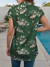 abordables T-shirt de Pâques-Chemise pour femmes de Pâques graphique floral animal décontractée manches courtes manches chauve-souris col hauts longs quotidienne vert été printemps