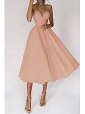 abordables Robes de Diplôme-Femmes Robe Midi Robe Blanche Robe de remise des diplômes Robe Nuisette Mode Anniversaire Remise des Diplômes Sortir Coupe régulière Uni Sans manches Bretelles spaghetti Noir Blanche Rouge Vert Été