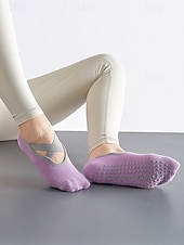 levne Dámské ponožky-„protiskluzové ponožky na jógu pro ženy – úchopové ponožky inspirované baletem s elastickými pásky, prodyšná bavlna, ideální pro pilates, barre, tanec a cvičení“