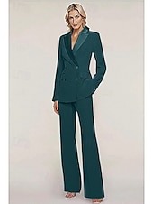 economico Tailleur pantalone della mamma-Completo a due pezzi elegante ospite di matrimonio lunghezza alla caviglia manica lunga colletto camicia in chiffon elasticizzato con bottoni 2025