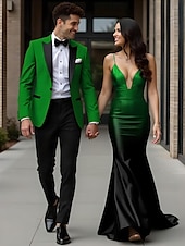 economico Abiti da matrimonio-Completi da festa da uomo Completi per il ritorno a casa Moda formale in rosso e uva Colore uniforme Vestibilità standard 2 pezzi a un bottone