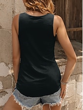  חולצת יום עצמאות אמריקאית 250 שנה תלבושת פטריוטית טנק טופ לנשים דגל יומי אופנתי בלי שרוולים צוואר מחודד בגדים רגילים יומיים לחצניות הדפסה שחורה קיץ