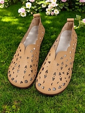 economico Ballerine da donna-slip-on bianche da donna con taglio laser a piedi nudi - scarpe casual traspiranti e leggere, comode e comode, perfette per le giornate estive