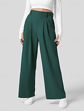 cheap Wide Leg &amp; High Waisted-Women&#039;s EU / US Size Pants Trousers Casual / Sporty Full Length Natural Comfortable Micro-elastic Wine Amethyst Depression Green Almond Spring, Fall, Winter, Summer
