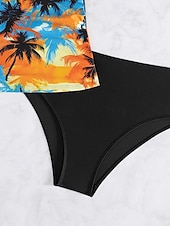 abordables Tankinis-Maillots de bain femmes Bikini 2 pièces Maillot de bain échancré Sans dos Slim Vêtements de plage Vacances Floraux Col halter Sans manches