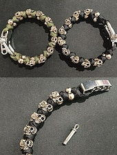 abordables Bijoux pour hommes-Bracelet punk tête de mort pour homme - Bracelet de survie en paracorde tissé à la main, bracelet de motard gothique en métal, bijoux de style rock pour fêtes et concerts